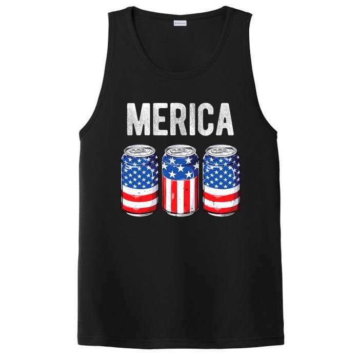 Beer American Flag 4th Of July Merica Usa Drinking PosiCharge Competitor Tank