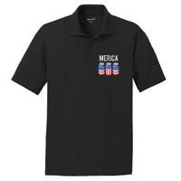 Beer American Flag 4th Of July Merica Usa Drinking PosiCharge RacerMesh Polo