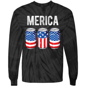 Beer American Flag 4th Of July Merica Usa Drinking Tie-Dye Long Sleeve Shirt