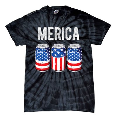 Beer American Flag 4th Of July Merica Usa Drinking Tie-Dye T-Shirt