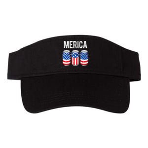 Beer American Flag 4th Of July Merica Usa Drinking Valucap Bio-Washed Visor