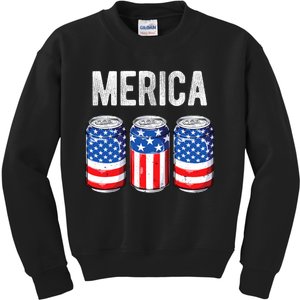 Beer American Flag 4th Of July Merica Usa Drinking Kids Sweatshirt