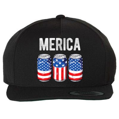 Beer American Flag 4th Of July Merica Usa Drinking Wool Snapback Cap