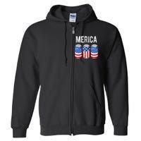 Beer American Flag 4th Of July Merica Usa Drinking Full Zip Hoodie