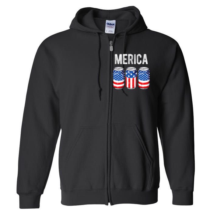 Beer American Flag 4th Of July Merica Usa Drinking Full Zip Hoodie