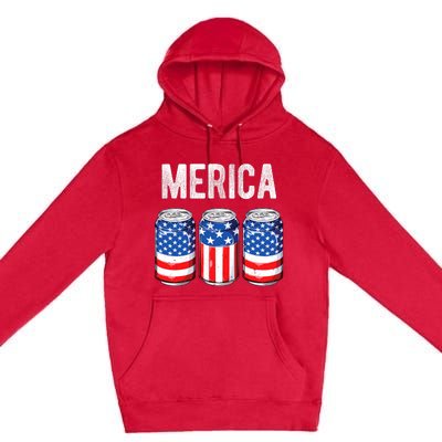 Beer American Flag 4th Of July Merica Usa Drinking Premium Pullover Hoodie