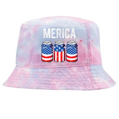 Beer American Flag 4th Of July Merica Usa Drinking Tie-Dyed Bucket Hat