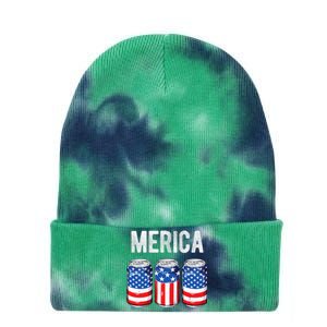 Beer American Flag 4th Of July Merica Usa Drinking Tie Dye 12in Knit Beanie