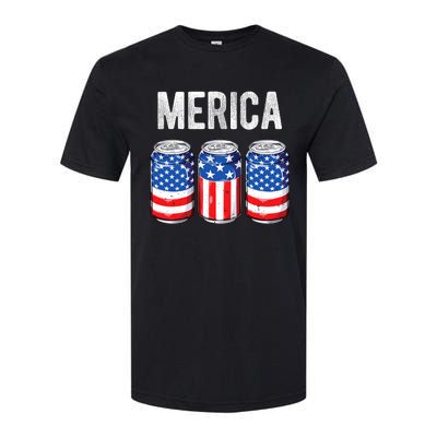 Beer American Flag 4th Of July Merica Usa Drinking Softstyle CVC T-Shirt