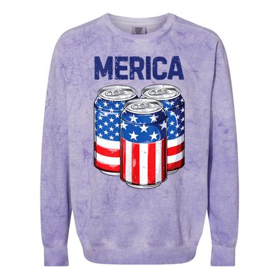 Beer American Flag 4th Of July Merica Usa Drinking Colorblast Crewneck Sweatshirt