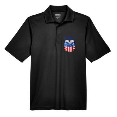 Beer American Flag 4th Of July Merica Usa Drinking Men's Origin Performance Pique Polo