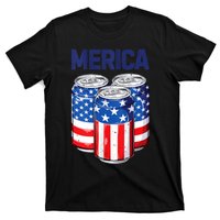 Beer American Flag 4th Of July Merica Usa Drinking T-Shirt