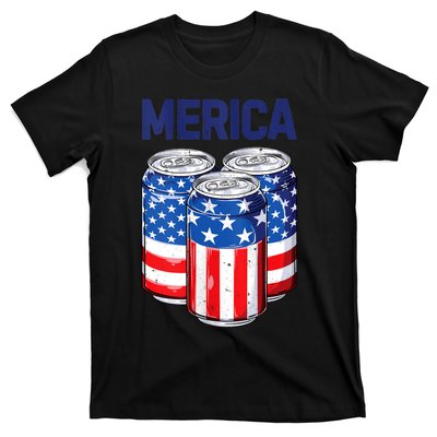 Beer American Flag 4th Of July Merica Usa Drinking T-Shirt