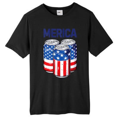 Beer American Flag 4th Of July Merica Usa Drinking Tall Fusion ChromaSoft Performance T-Shirt