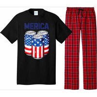 Beer American Flag 4th Of July Merica Usa Drinking Pajama Set