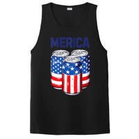 Beer American Flag 4th Of July Merica Usa Drinking PosiCharge Competitor Tank