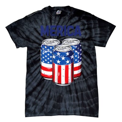 Beer American Flag 4th Of July Merica Usa Drinking Tie-Dye T-Shirt