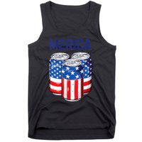 Beer American Flag 4th Of July Merica Usa Drinking Tank Top