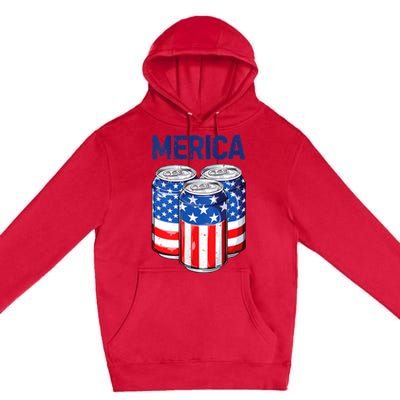 Beer American Flag 4th Of July Merica Usa Drinking Premium Pullover Hoodie