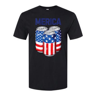 Beer American Flag 4th Of July Merica Usa Drinking Softstyle CVC T-Shirt