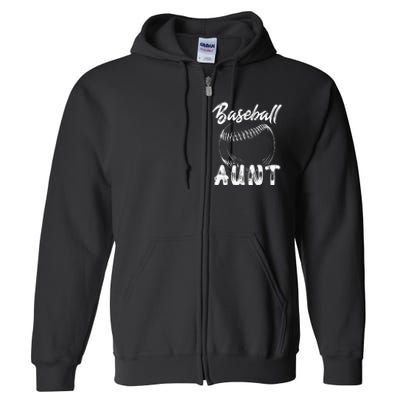 Baseball Aunt For Women Family Matching Players Team Auntie Full Zip Hoodie