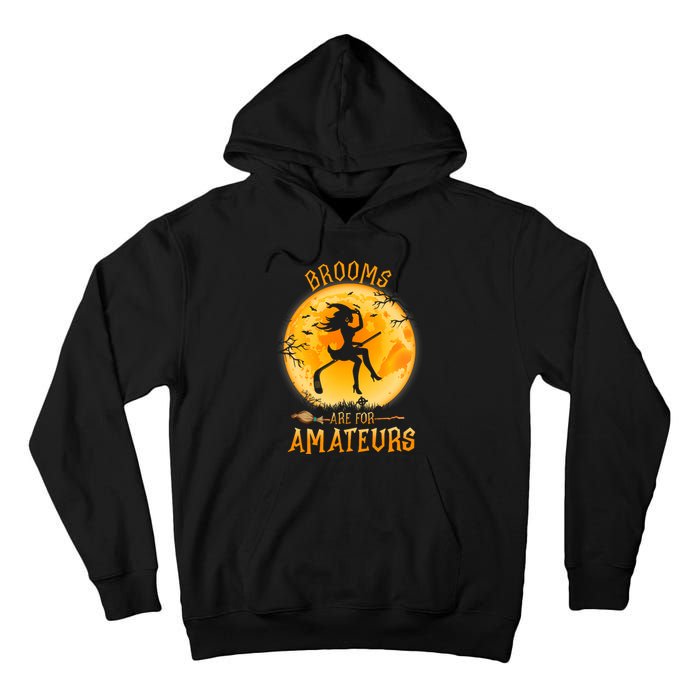 Brooms Are For Amateurs Witch Riding Hockey Stick Halloween Tall Hoodie