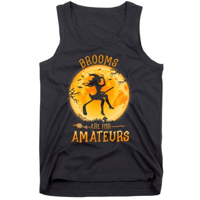 Brooms Are For Amateurs Witch Riding Hockey Stick Halloween Tank Top