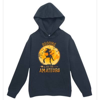 Brooms Are For Amateurs Witch Riding Hockey Stick Halloween Urban Pullover Hoodie