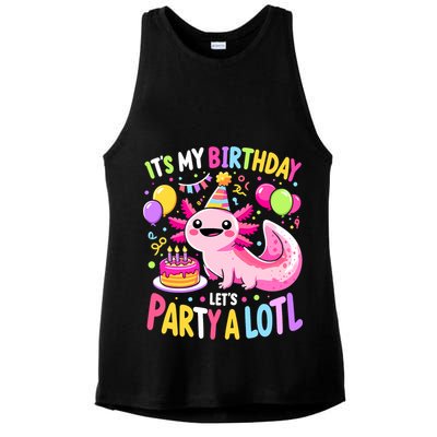 Birthday Axolotl Fun Party Kawaii Axolotl Ladies PosiCharge Tri-Blend Wicking Tank