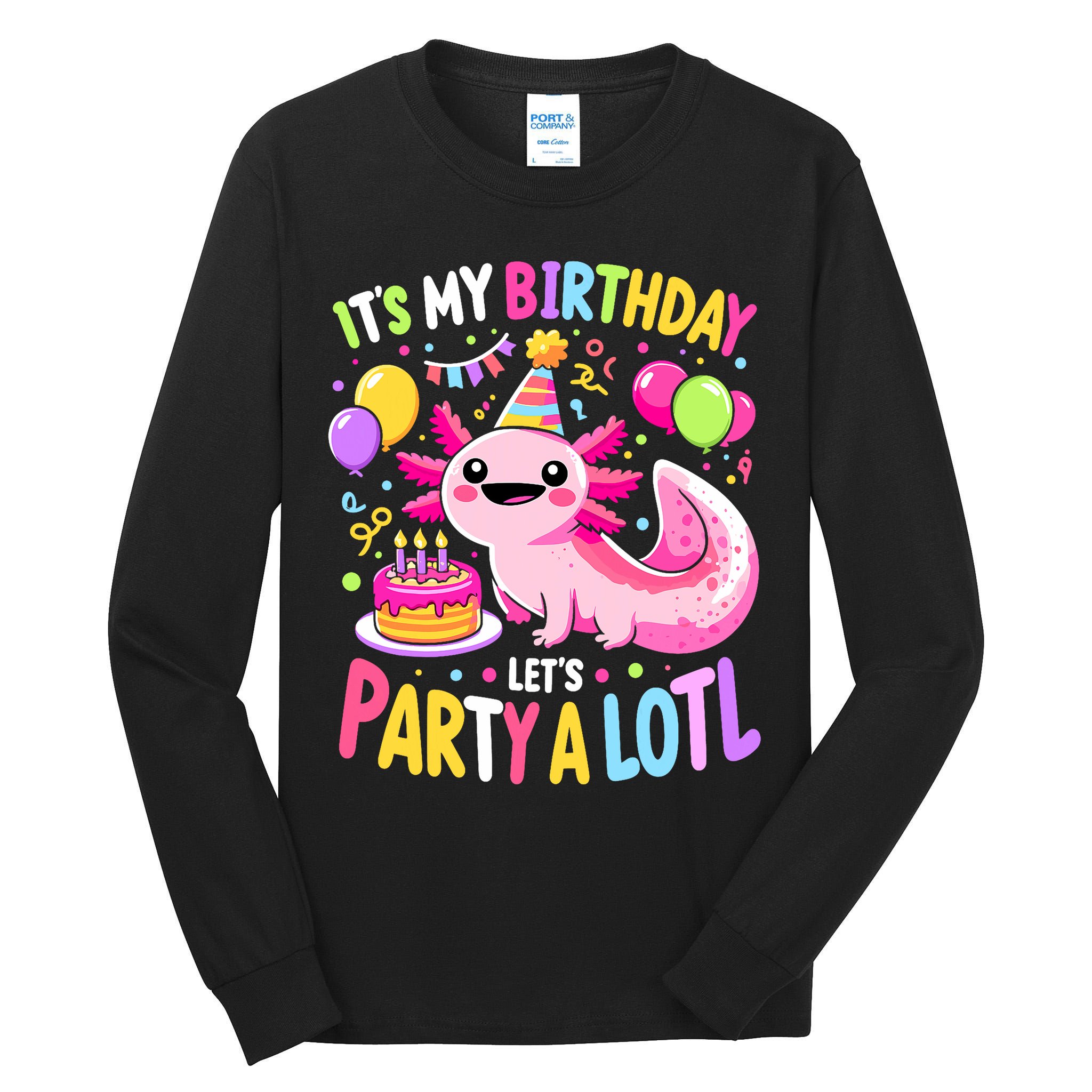 Birthday Axolotl Fun Party Kawaii Axolotl Tall Long Sleeve T-Shirt