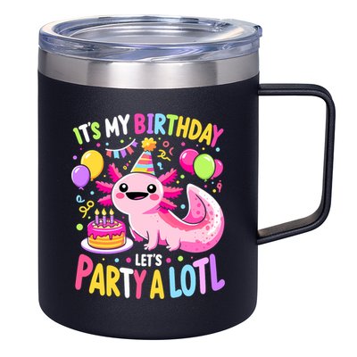 Birthday Axolotl Fun Party Kawaii Axolotl 12oz Stainless Steel Coffee Mug