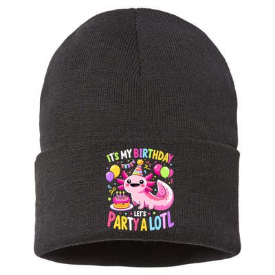 Birthday Axolotl Fun Party Kawaii Axolotl Sustainable Knit Beanie