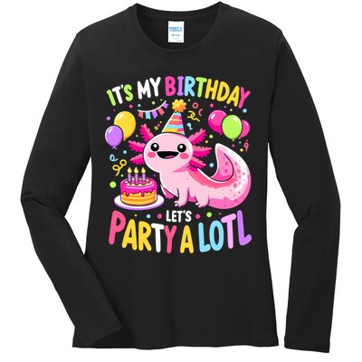 Birthday Axolotl Fun Party Kawaii Axolotl Ladies Long Sleeve Shirt