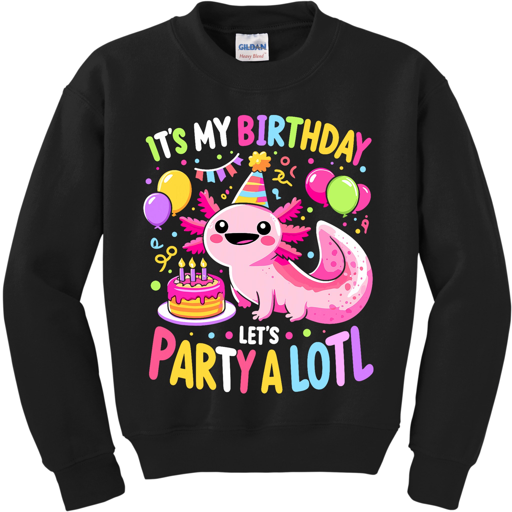 Birthday Axolotl Fun Party Kawaii Axolotl Kids Sweatshirt