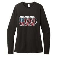 Beer American Flag 4th of July Drinking Beer Patriotic Lover Womens CVC Long Sleeve Shirt