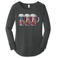 Beer American Flag 4th of July Drinking Beer Patriotic Lover Women's Perfect Tri Tunic Long Sleeve Shirt