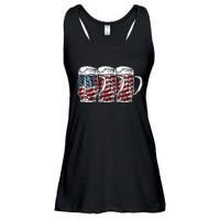 Beer American Flag 4th of July Drinking Beer Patriotic Lover Ladies Essential Flowy Tank