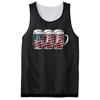 Beer American Flag 4th of July Drinking Beer Patriotic Lover Mesh Reversible Basketball Jersey Tank