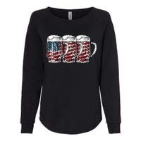 Beer American Flag 4th of July Drinking Beer Patriotic Lover Womens California Wash Sweatshirt