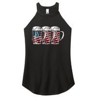 Beer American Flag 4th of July Drinking Beer Patriotic Lover Women's Perfect Tri Rocker Tank