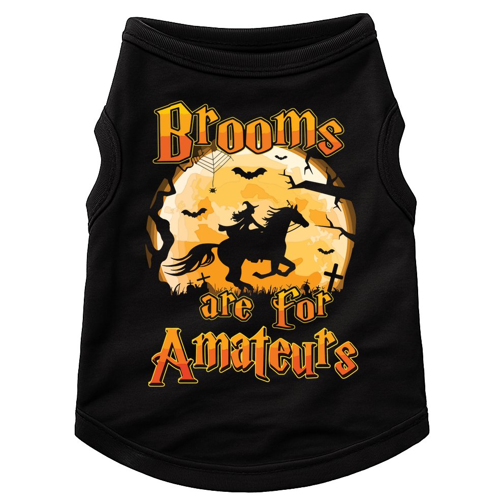 Brooms Are For Amateurs Horse Funny Halloween Costume Long Sleeve Doggie Tank