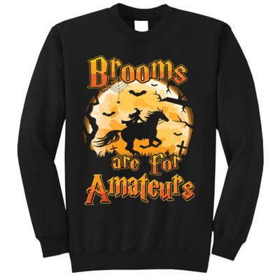 Brooms Are For Amateurs Horse Funny Halloween Costume Long Sleeve Sweatshirt