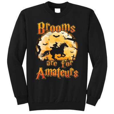 Brooms Are For Amateurs Horse Funny Halloween Costume Long Sleeve Sweatshirt