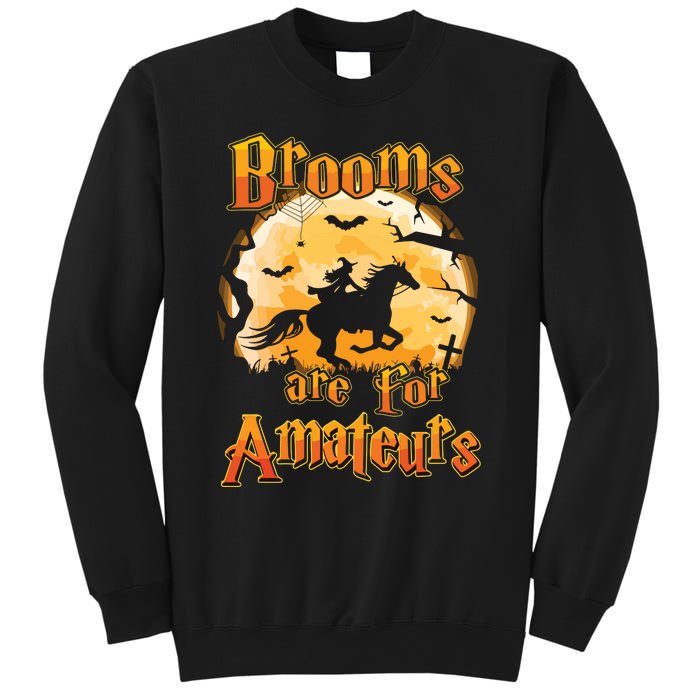 Brooms Are For Amateurs Horse Funny Halloween Costume Long Sleeve Sweatshirt