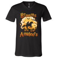 Brooms Are For Amateurs Horse Funny Halloween Costume Long Sleeve V-Neck T-Shirt