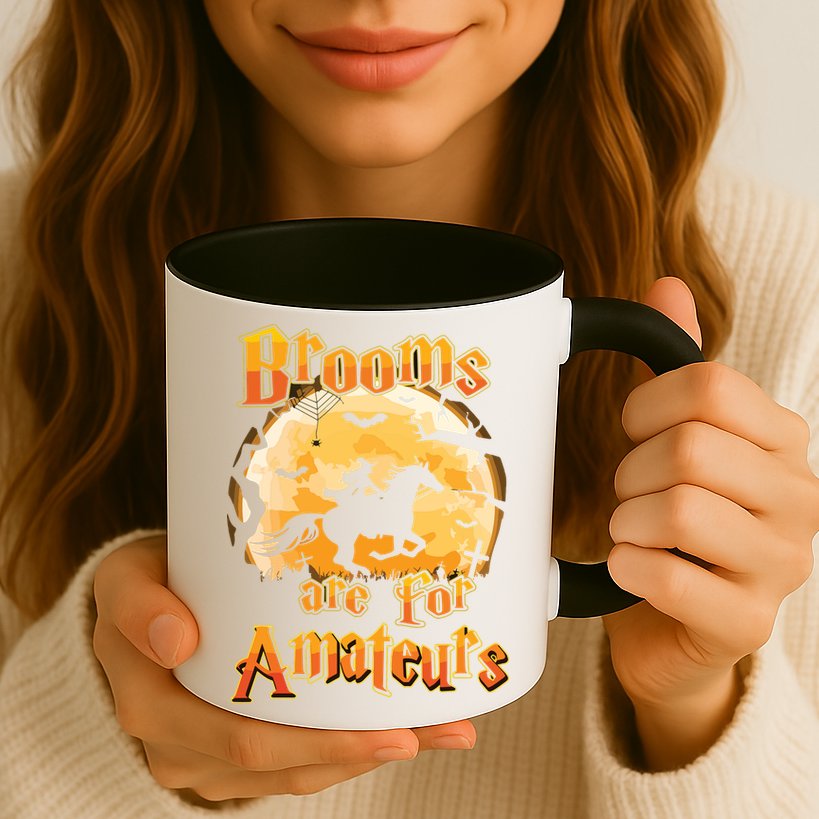 Brooms Are For Amateurs Horse Funny Halloween Costume Long Sleeve Mug