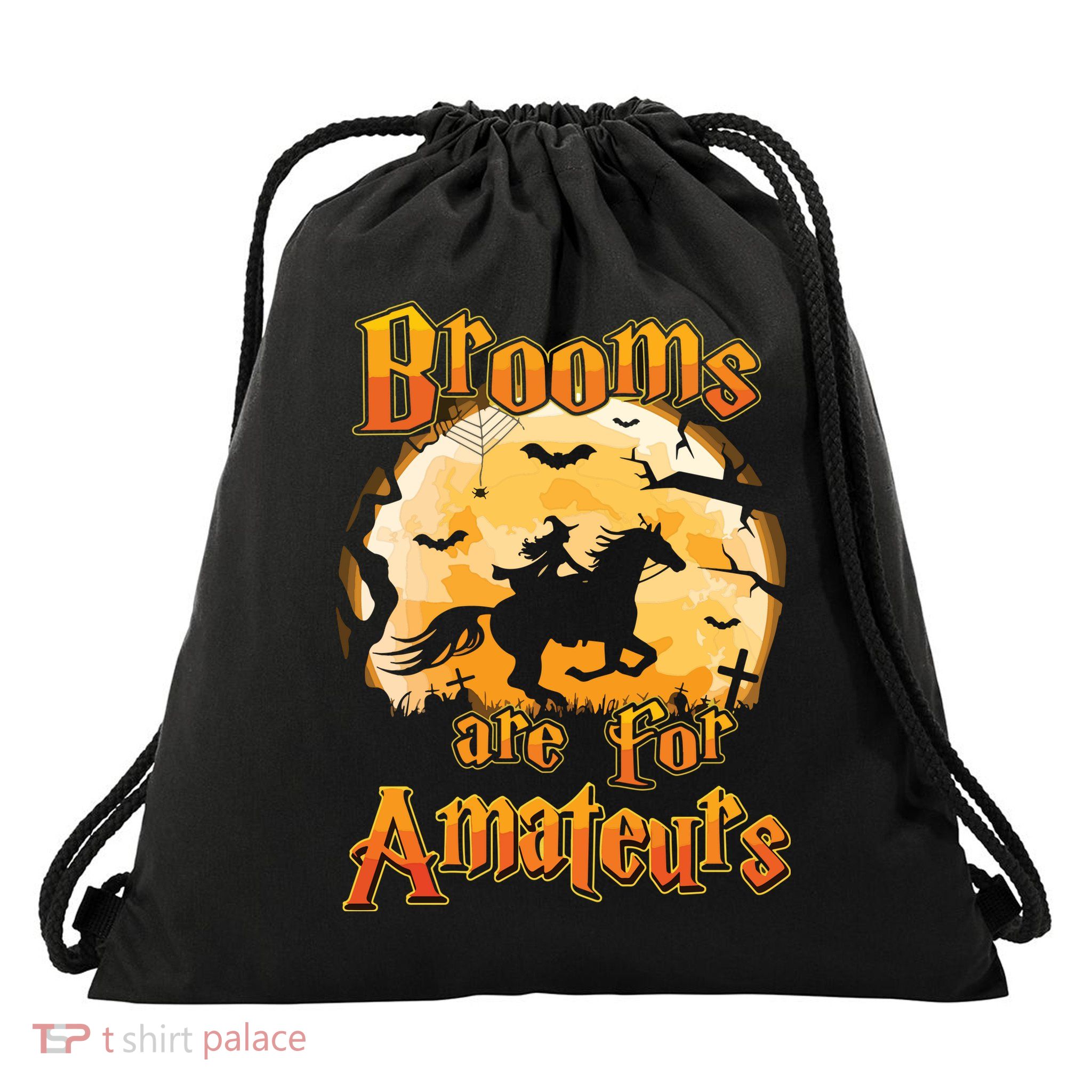 Brooms Are For Amateurs Horse Funny Halloween Costume Long Sleeve Drawstring Bag
