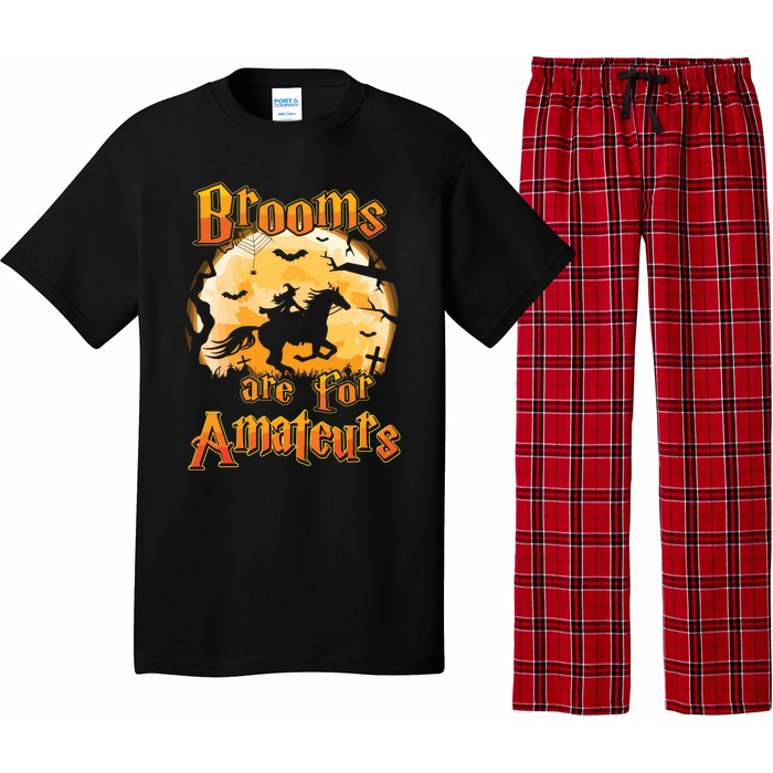 Brooms Are For Amateurs Horse Funny Halloween Costume Long Sleeve Pajama Set