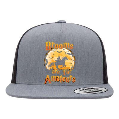 Brooms Are For Amateurs Horse Funny Halloween Costume Long Sleeve Flat Bill Trucker Hat