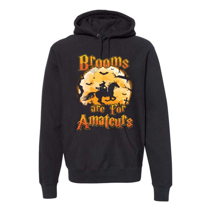 Brooms Are For Amateurs Horse Funny Halloween Costume Long Sleeve Premium Hoodie